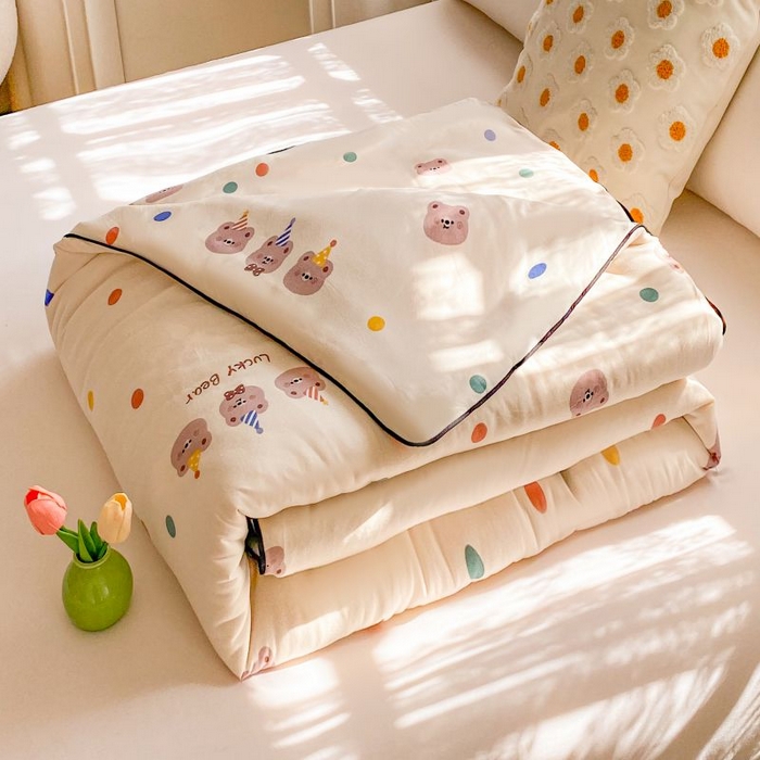 91家纺网 家纺一手货源 找家纺  （不断货 提供买家秀）2025年新款A类母婴级宝宝被子豆豆绒牛奶针织棉被子儿童豆豆被大豆被春秋被 波点小熊