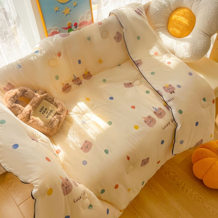 91家纺网 家纺一手货源 找家纺  （不断货 提供买家秀）2025年新款A类母婴级宝宝被子豆豆绒牛奶针织棉被子儿童豆豆被大豆被春秋被 波点小熊