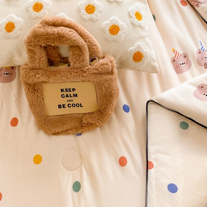 91家纺网 家纺一手货源 找家纺  （不断货 提供买家秀）2025年新款A类母婴级宝宝被子豆豆绒牛奶针织棉被子儿童豆豆被大豆被春秋被 波点小熊