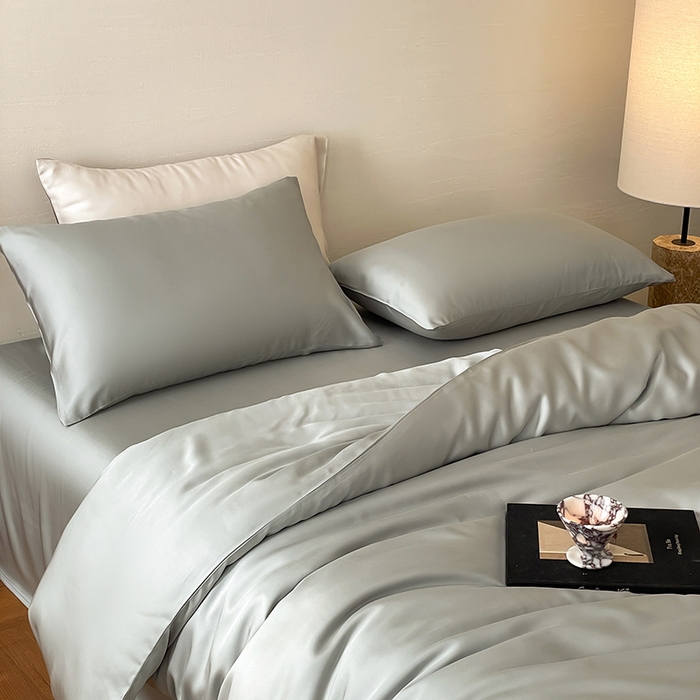 91家纺网 家纺一手货源 找家纺 咏绒家纺工厂店 2025新款60S奥地利兰精天丝轻奢系列（风格三） 云纱灰