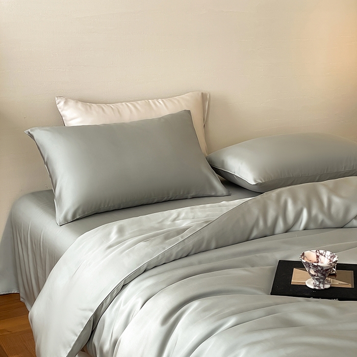 91家纺网 家纺一手货源 找家纺 咏绒家纺工厂店 2025新款60S奥地利兰精天丝轻奢系列（风格三） 云纱灰