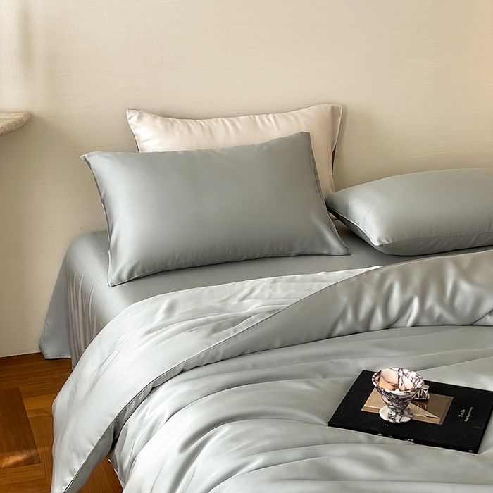 91家纺网 家纺一手货源 找家纺 咏绒家纺工厂店 2025新款60S奥地利兰精天丝轻奢系列（风格三） 云纱灰