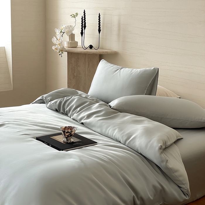 91家纺网 家纺一手货源 找家纺 咏绒家纺工厂店 2025新款60S奥地利兰精天丝轻奢系列（风格三） 云纱灰