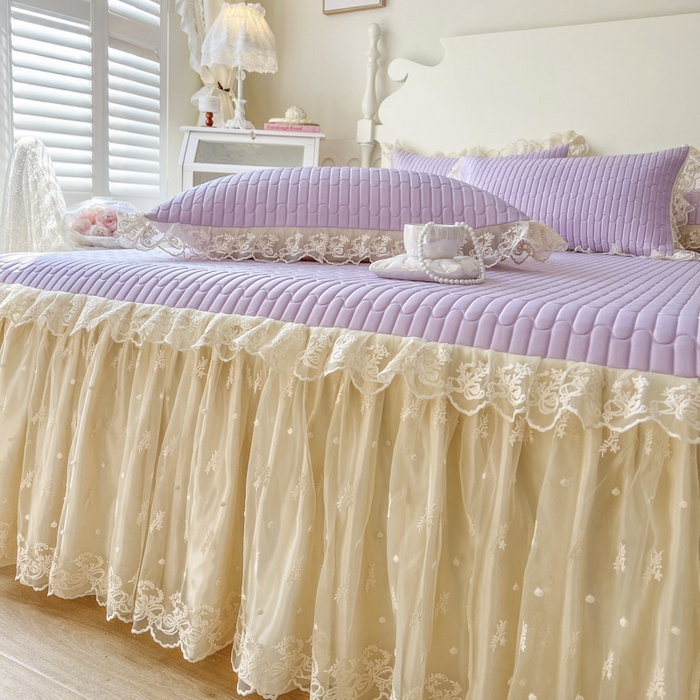 91家纺网 家纺一手货源 找家纺 （总）恋尚 2025新款乳胶凉豆豆凉席席子床裙三件套-奶昔可可【控价155起】