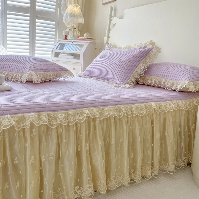 91家纺网 家纺一手货源 找家纺 （总）恋尚 2025新款乳胶凉豆豆凉席席子床裙三件套-奶昔可可【控价155起】