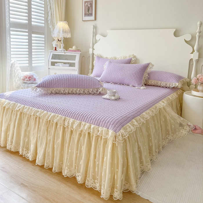 91家纺网 家纺一手货源 找家纺 （总）恋尚 2025新款乳胶凉豆豆凉席席子床裙三件套-奶昔可可【控价155起】