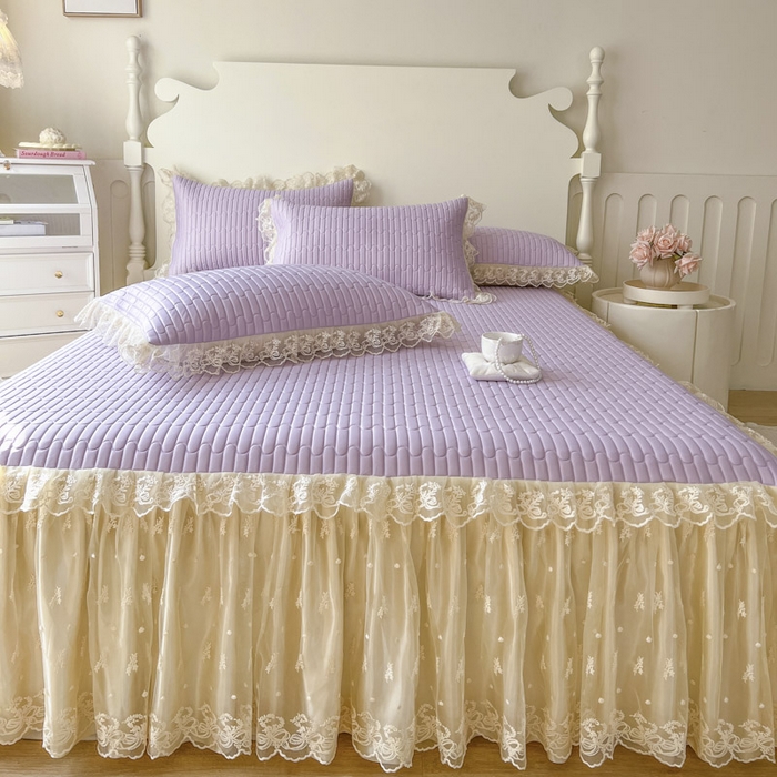 91家纺网 家纺一手货源 找家纺 （总）恋尚 2025新款乳胶凉豆豆凉席席子床裙三件套-奶昔可可【控价155起】