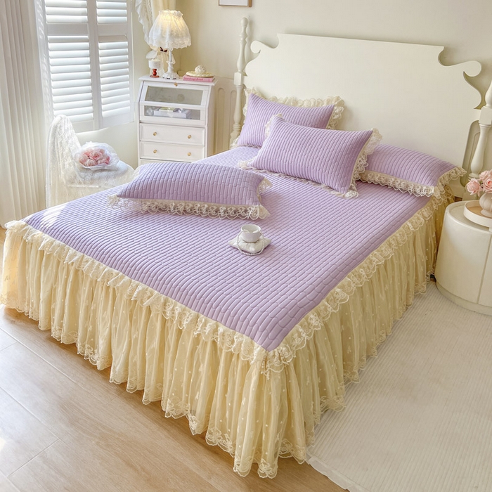 91家纺网 家纺一手货源 找家纺 （总）恋尚 2025新款乳胶凉豆豆凉席席子床裙三件套-奶昔可可【控价155起】