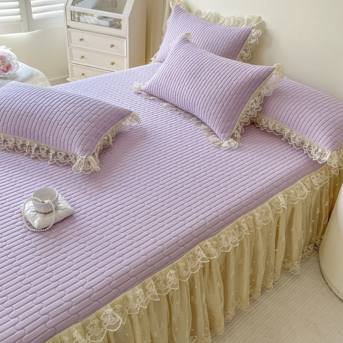 91家纺网 家纺一手货源 找家纺 （总）恋尚 2025新款乳胶凉豆豆凉席席子床裙三件套-奶昔可可【控价155起】