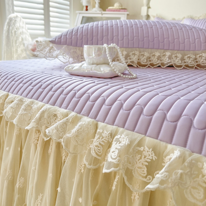 91家纺网 家纺一手货源 找家纺 （总）恋尚 2025新款乳胶凉豆豆凉席席子床裙三件套-奶昔可可【控价155起】