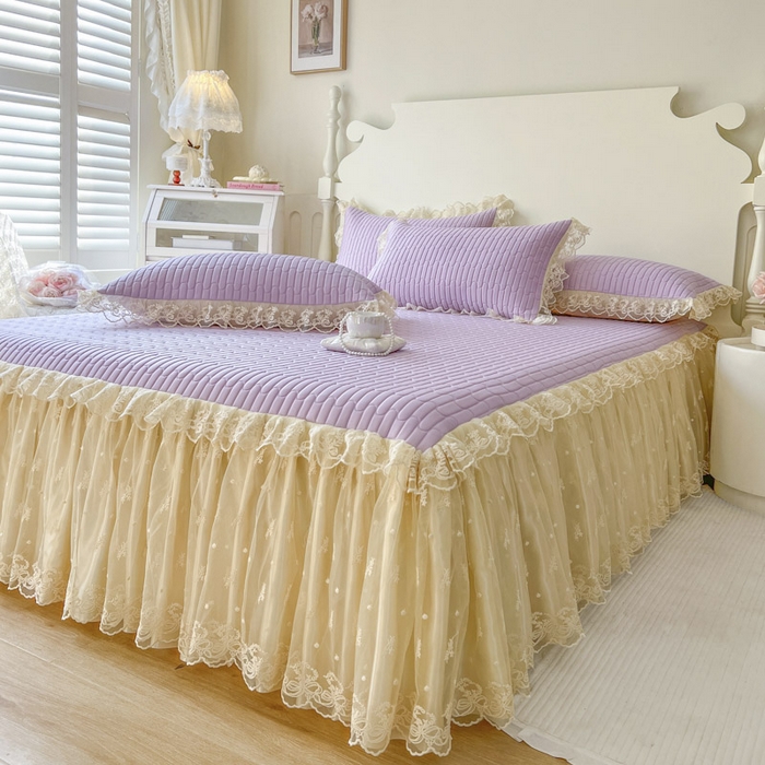 91家纺网 家纺一手货源 找家纺 （总）恋尚 2025新款乳胶凉豆豆凉席席子床裙三件套-奶昔可可【控价155起】