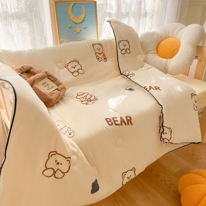 91家纺网 家纺一手货源 找家纺  （不断货 提供买家秀）2025年新款A类母婴级宝宝被子豆豆绒牛奶针织棉被子儿童豆豆被大豆被春秋被 大白熊