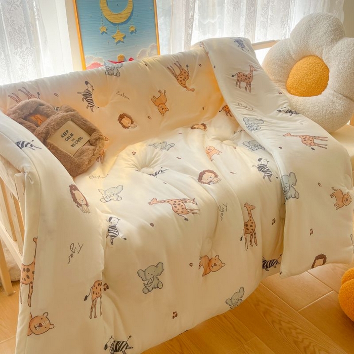 91家纺网 家纺一手货源 找家纺  （不断货 提供买家秀）2025年新款A类母婴级宝宝被子豆豆绒牛奶针织棉被子儿童豆豆被大豆被春秋被 动物乐园