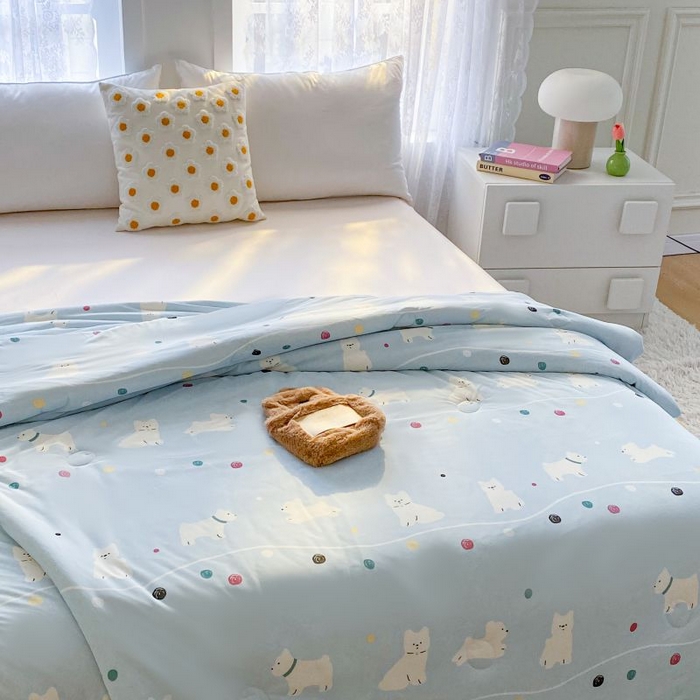 91家纺网 家纺一手货源 找家纺  （不断货 提供买家秀）2025年新款A类母婴级宝宝被子豆豆绒牛奶针织棉被子儿童豆豆被大豆被春秋被 嗨皮狗