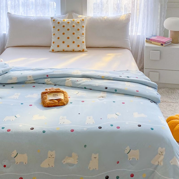 91家纺网 家纺一手货源 找家纺  （不断货 提供买家秀）2025年新款A类母婴级宝宝被子豆豆绒牛奶针织棉被子儿童豆豆被大豆被春秋被 嗨皮狗