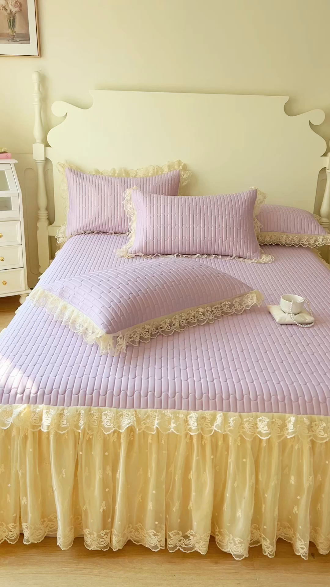 91家纺网 家纺一手货源 找家纺 （总）恋尚 2025新款乳胶凉豆豆凉席席子床裙三件套-奶昔可可【控价155起】