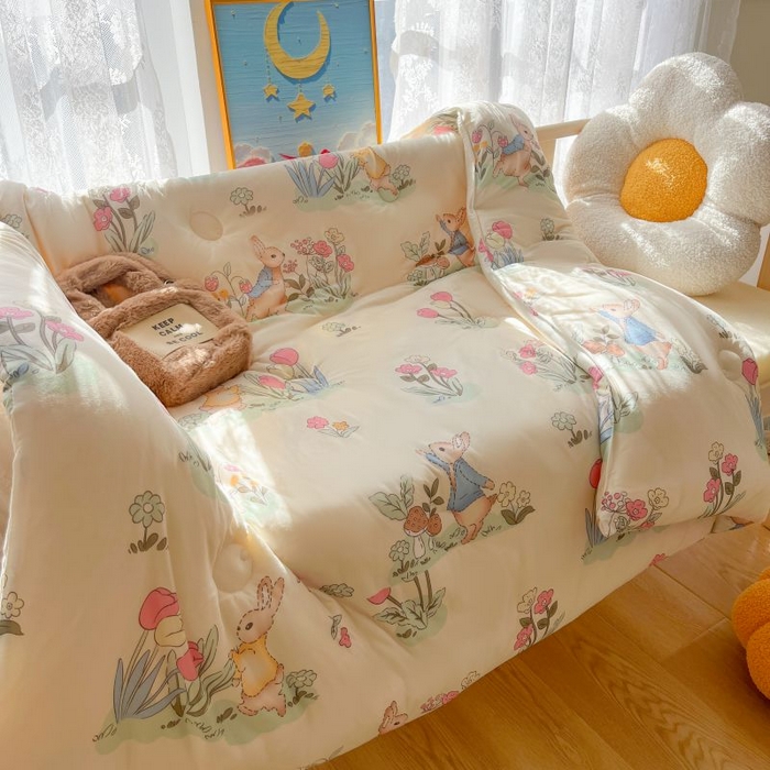 91家纺网 家纺一手货源 找家纺  （不断货 提供买家秀）2025年新款A类母婴级宝宝被子豆豆绒牛奶针织棉被子儿童豆豆被大豆被春秋被 嗨皮兔