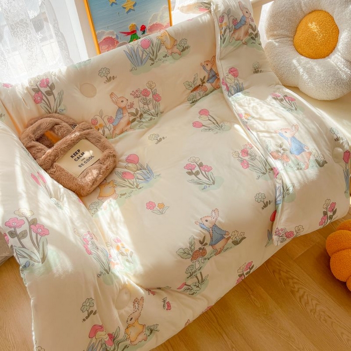 91家纺网 家纺一手货源 找家纺  （不断货 提供买家秀）2025年新款A类母婴级宝宝被子豆豆绒牛奶针织棉被子儿童豆豆被大豆被春秋被 嗨皮兔