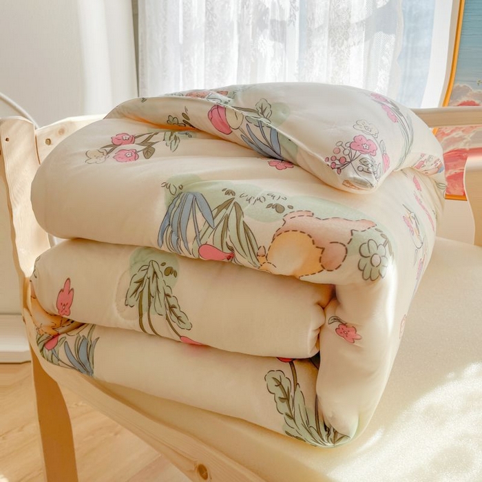 91家纺网 家纺一手货源 找家纺  （不断货 提供买家秀）2025年新款A类母婴级宝宝被子豆豆绒牛奶针织棉被子儿童豆豆被大豆被春秋被 嗨皮兔