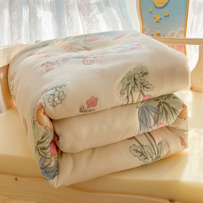 91家纺网 家纺一手货源 找家纺  （不断货 提供买家秀）2025年新款A类母婴级宝宝被子豆豆绒牛奶针织棉被子儿童豆豆被大豆被春秋被 嗨皮兔