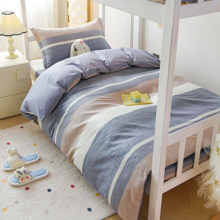 91家纺网 家纺一手货源 找家纺 天之爱 2025新款全棉纯棉印花三件套学生六件套 布兰卡-灰