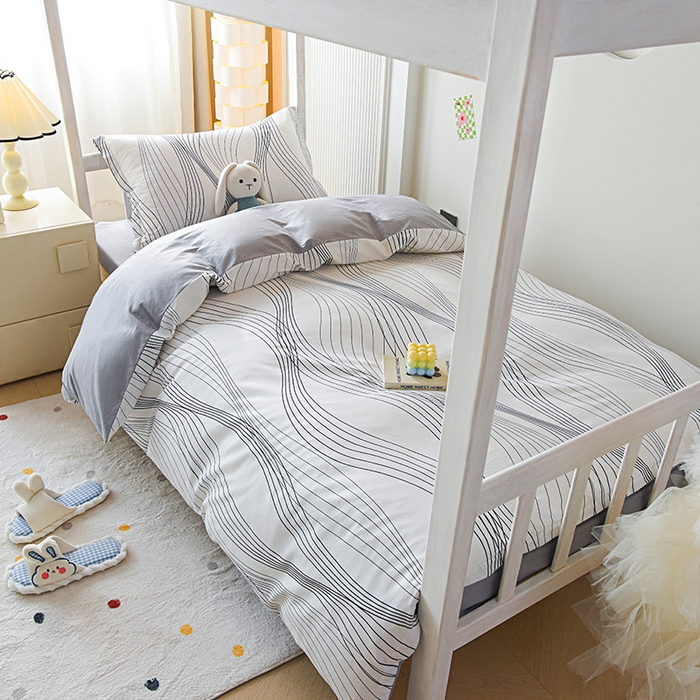 91家纺网 家纺一手货源 找家纺 天之爱 2025新款全棉纯棉印花三件套学生六件套 生活旋律