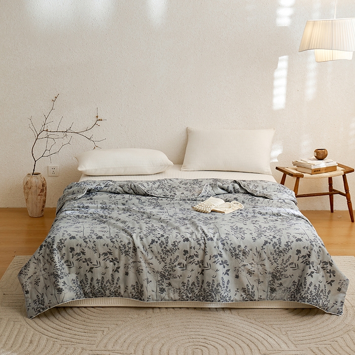 91家纺网 家纺一手货源 找家纺 （总）蜜柚 2025新款赛瑞娜复古系列 A类全棉纯棉60支有氧双层纱复古夏被夏凉被空调被