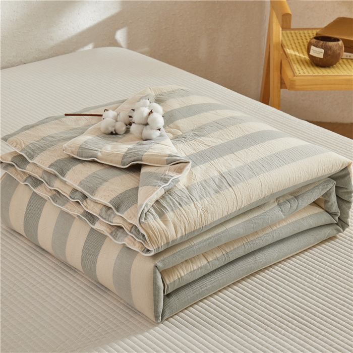 91家纺网 家纺一手货源 找家纺 蜜柚 2025春夏新品简韵A类全棉纯棉色织水洗提花夏被夏凉被空调被 简韵蓝