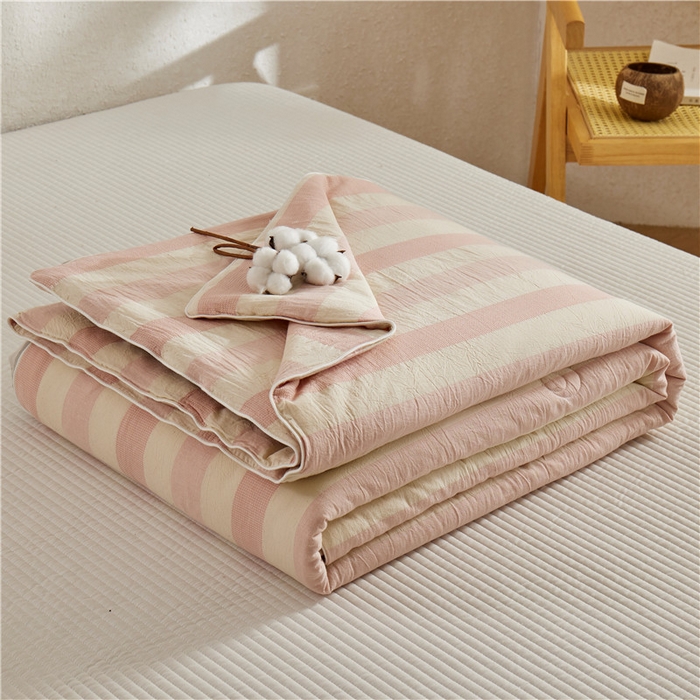 91家纺网 家纺一手货源 找家纺 蜜柚 2025春夏新品简韵A类全棉纯棉色织水洗提花夏被夏凉被空调被 简韵粉