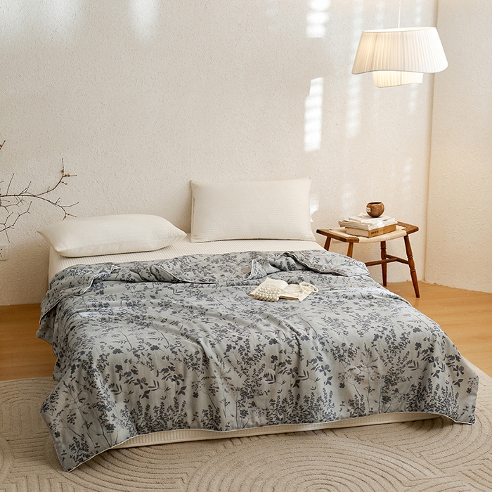 91家纺网 家纺一手货源 找家纺 （总）蜜柚 2025新款赛瑞娜复古系列 A类全棉纯棉60支有氧双层纱复古夏被夏凉被空调被