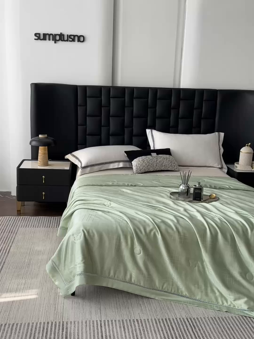 91家纺网 家纺一手货源 找家纺 蜜柚 2025新款卡伦50s莱赛尔天丝提花工艺夏被夏凉被空调被 卡伦绿