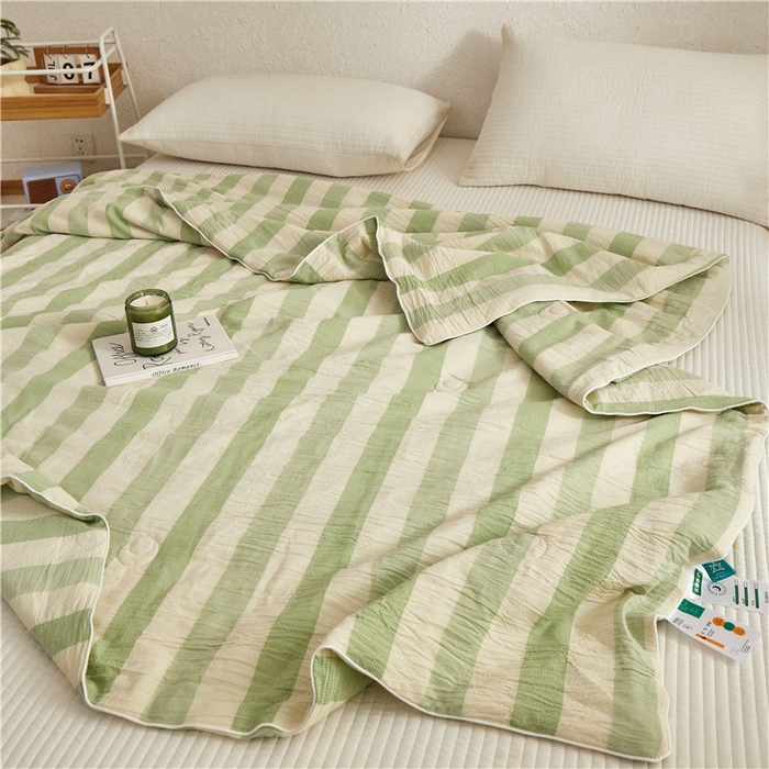 91家纺网 家纺一手货源 找家纺 蜜柚 2025春夏新品简韵A类全棉纯棉色织水洗提花夏被夏凉被空调被 简韵绿