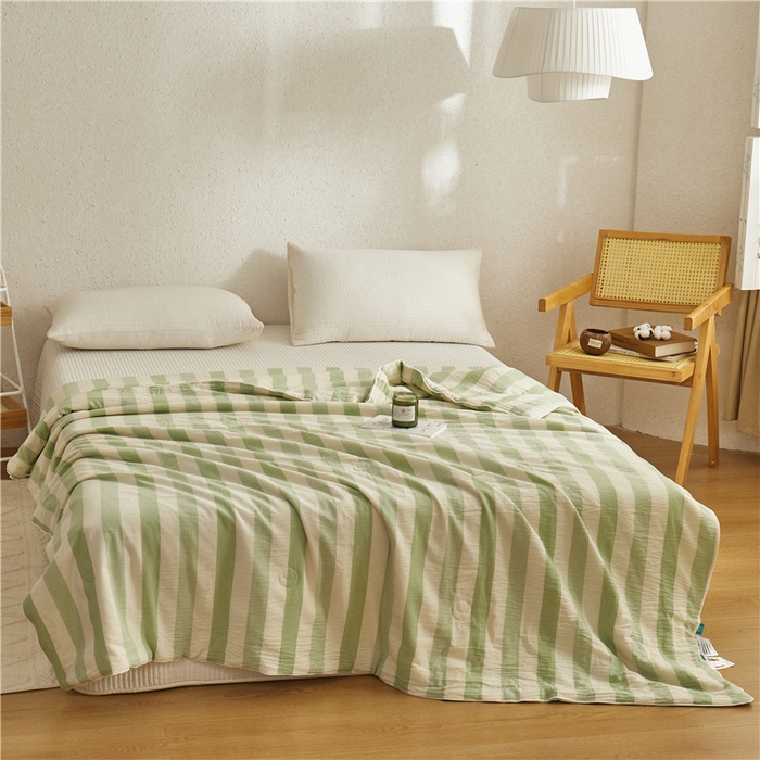 91家纺网 家纺一手货源 找家纺 蜜柚 2025春夏新品简韵A类全棉纯棉色织水洗提花夏被夏凉被空调被 简韵绿