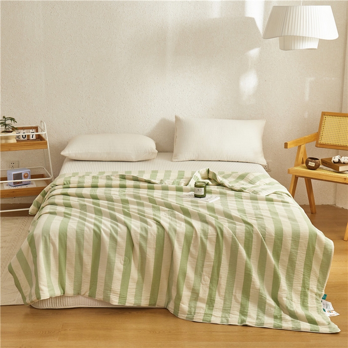 91家纺网 家纺一手货源 找家纺 蜜柚 2025春夏新品简韵A类全棉纯棉色织水洗提花夏被夏凉被空调被 简韵绿