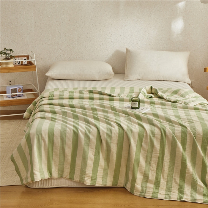 91家纺网 家纺一手货源 找家纺 蜜柚 2025春夏新品简韵A类全棉纯棉色织水洗提花夏被夏凉被空调被 简韵绿