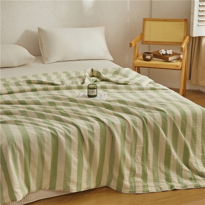 91家纺网 家纺一手货源 找家纺 蜜柚 2025春夏新品简韵A类全棉纯棉色织水洗提花夏被夏凉被空调被 简韵绿