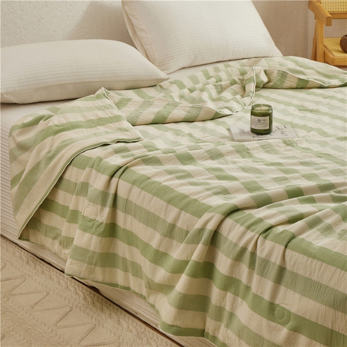 91家纺网 家纺一手货源 找家纺 蜜柚 2025春夏新品简韵A类全棉纯棉色织水洗提花夏被夏凉被空调被 简韵绿