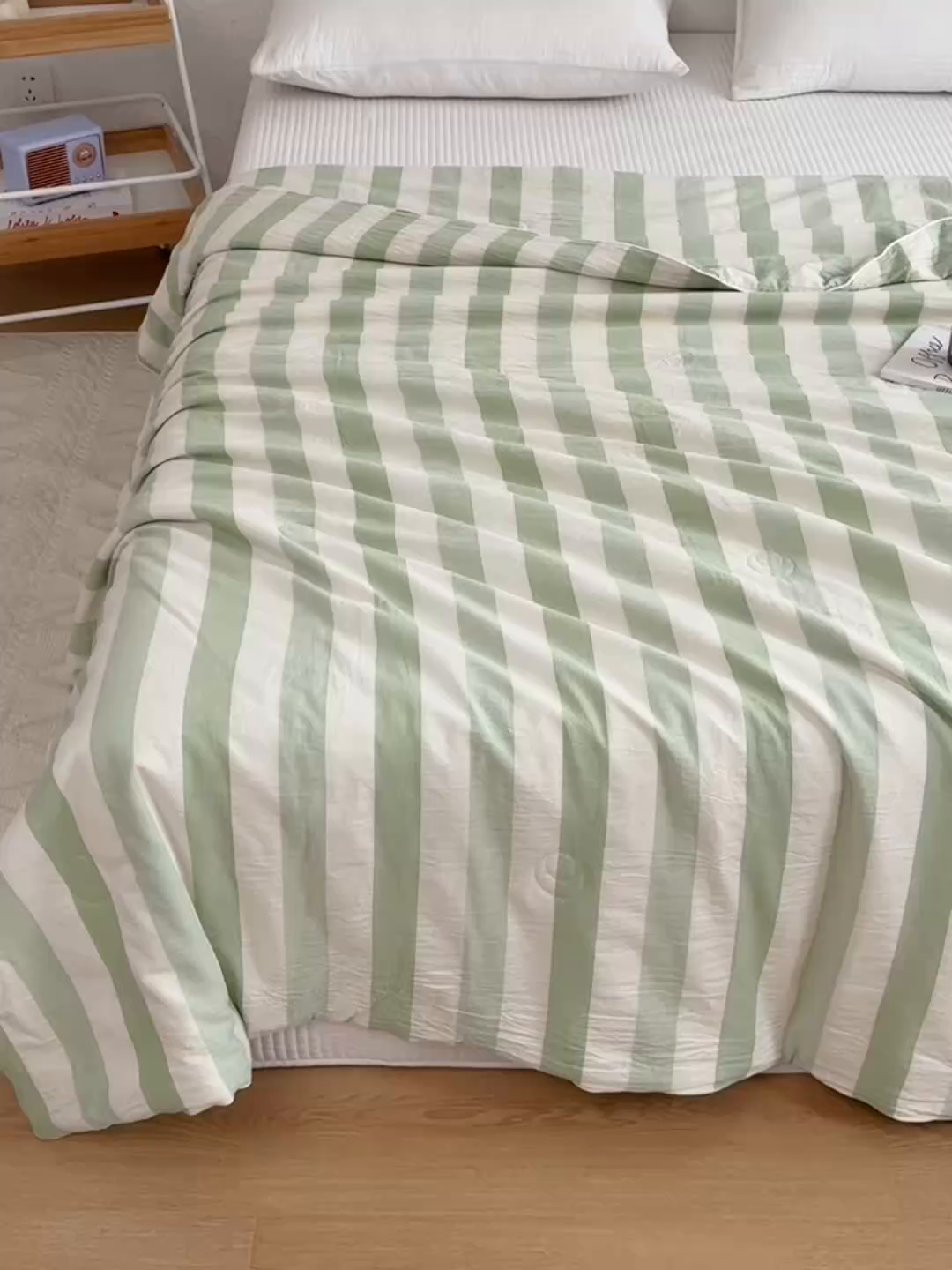 91家纺网 家纺一手货源 找家纺 蜜柚 2025春夏新品简韵A类全棉纯棉色织水洗提花夏被夏凉被空调被 简韵绿