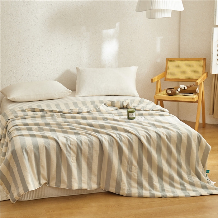 91家纺网 家纺一手货源 找家纺 蜜柚 2025春夏新品简韵A类全棉纯棉色织水洗提花夏被夏凉被空调被 简韵蓝