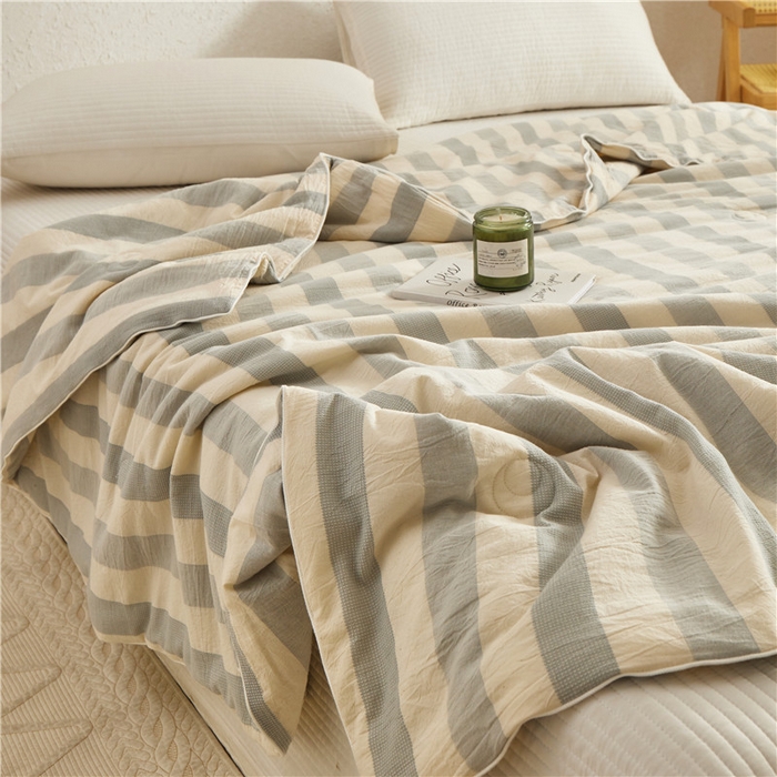 91家纺网 家纺一手货源 找家纺 蜜柚 2025春夏新品简韵A类全棉纯棉色织水洗提花夏被夏凉被空调被 简韵蓝