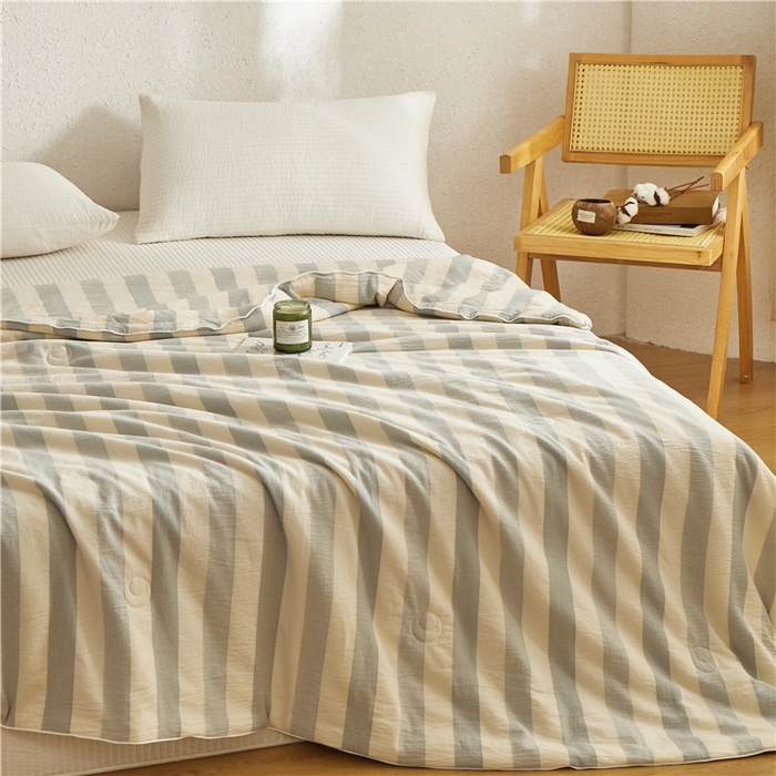 91家纺网 家纺一手货源 找家纺 蜜柚 2025春夏新品简韵A类全棉纯棉色织水洗提花夏被夏凉被空调被 简韵蓝