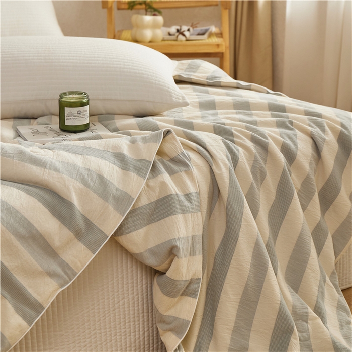 91家纺网 家纺一手货源 找家纺 蜜柚 2025春夏新品简韵A类全棉纯棉色织水洗提花夏被夏凉被空调被 简韵蓝