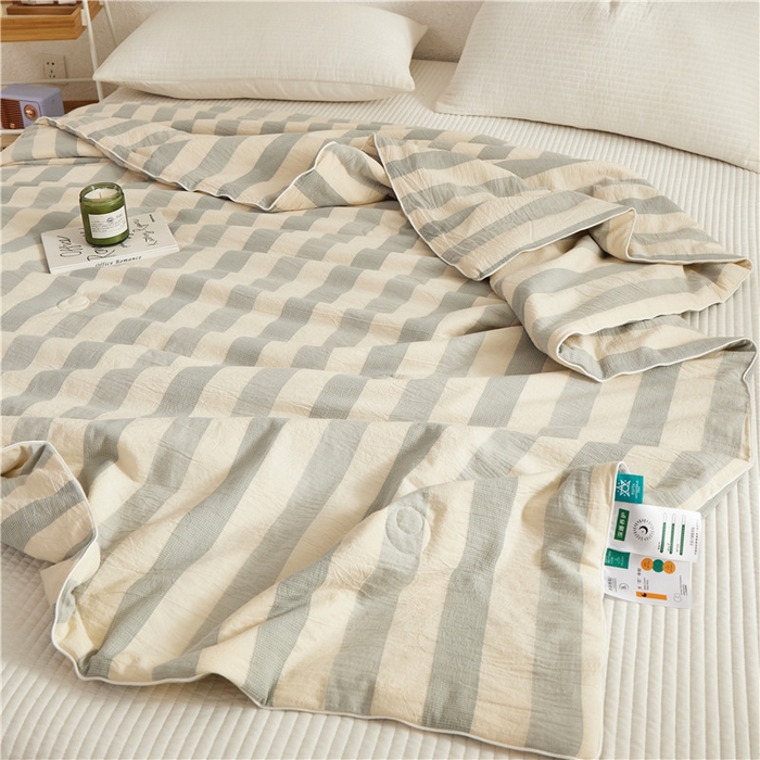 91家纺网 家纺一手货源 找家纺 蜜柚 2025春夏新品简韵A类全棉纯棉色织水洗提花夏被夏凉被空调被 简韵蓝