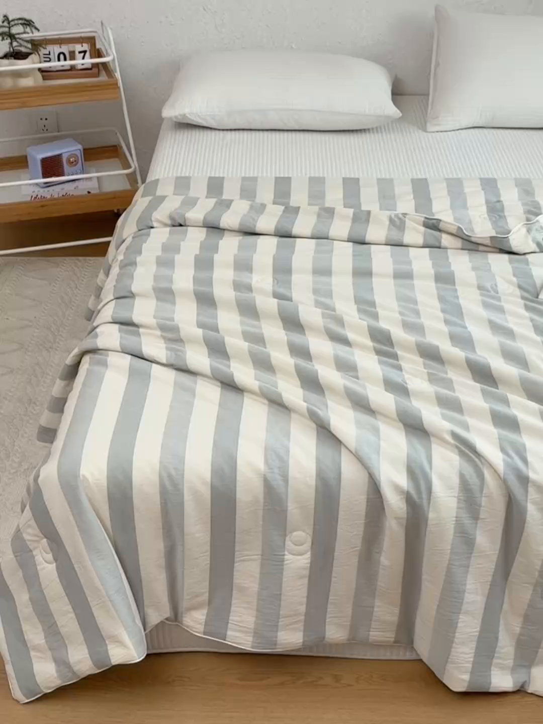 91家纺网 家纺一手货源 找家纺 蜜柚 2025春夏新品简韵A类全棉纯棉色织水洗提花夏被夏凉被空调被 简韵蓝