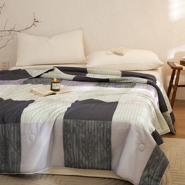 91家纺网 家纺一手货源 找家纺 蜜柚 2025新款赛瑞娜复古系列 A类全棉纯棉60支有氧双层纱复古夏被夏凉被空调被 东方伶