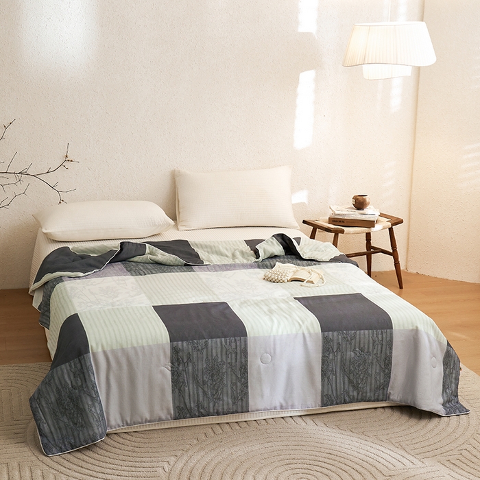 91家纺网 家纺一手货源 找家纺 蜜柚 2025新款赛瑞娜复古系列 A类全棉纯棉60支有氧双层纱复古夏被夏凉被空调被 东方伶