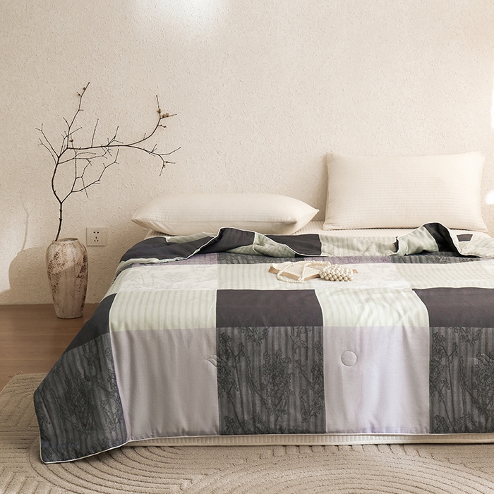 91家纺网 家纺一手货源 找家纺 蜜柚 2025新款赛瑞娜复古系列 A类全棉纯棉60支有氧双层纱复古夏被夏凉被空调被 东方伶