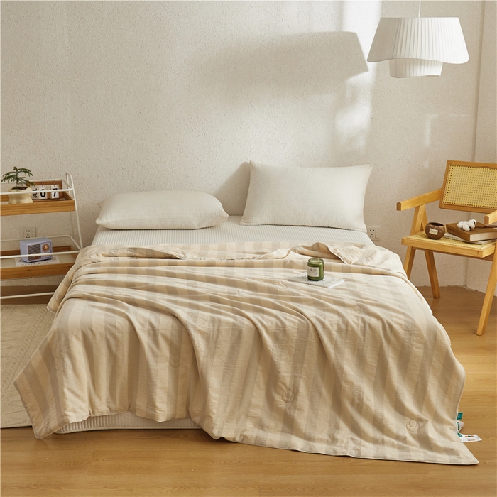 91家纺网 家纺一手货源 找家纺 蜜柚 2025春夏新品简韵A类全棉纯棉色织水洗提花夏被夏凉被空调被 简韵灰