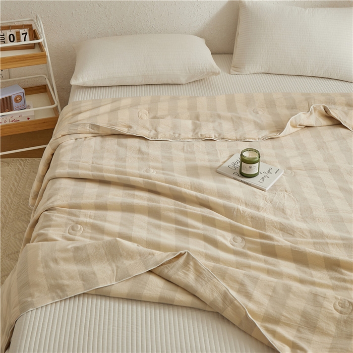 91家纺网 家纺一手货源 找家纺 蜜柚 2025春夏新品简韵A类全棉纯棉色织水洗提花夏被夏凉被空调被 简韵灰