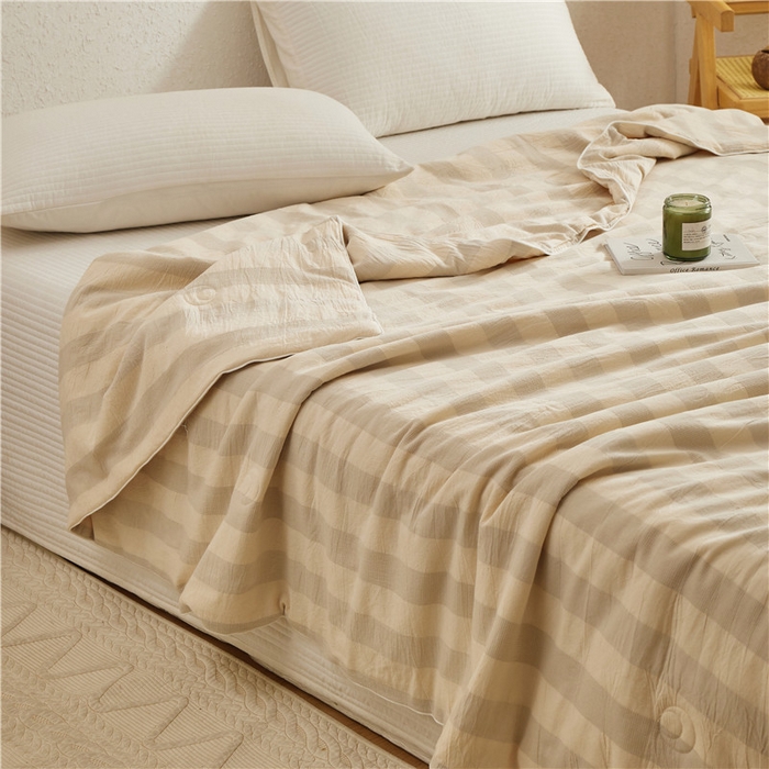 91家纺网 家纺一手货源 找家纺 蜜柚 2025春夏新品简韵A类全棉纯棉色织水洗提花夏被夏凉被空调被 简韵灰